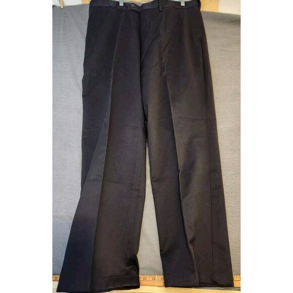 NWT Savane Mens No Iron Flat Front Navy Blue Comfort Waist Dress Pant Sz 42 x 32 - Picture 1 of 8
